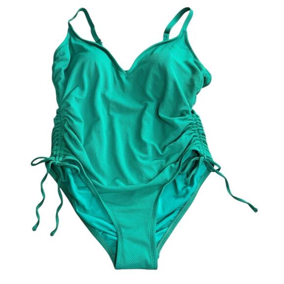 Stoney Clover Lane Green One Piece Swimsuit Sz 20W V-Neck Textured Ruched Target - Picture 5 of 11